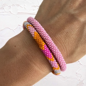 Bead Bracelet Set for Women, Seed Bead Bracelets, Nepal Handmade Bracelets,Arm Candy, Stacking Bracelets, Rolled Bracelet,Valentines Present