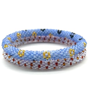 Bead Bracelet Set for Women, Seed Bead Bracelets, Nepal Handmade Bracelets, Arm Candy, Stacking Bracelets, Rolled Bracelet, Floral Bracelet