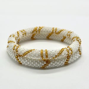 Bead Bracelet Set for Women, Seed Bead Bracelets, Nepal Handmade Bracelets, Arm Candy, Stacking Bracelets, Rolled Bracelet, White Bracelet