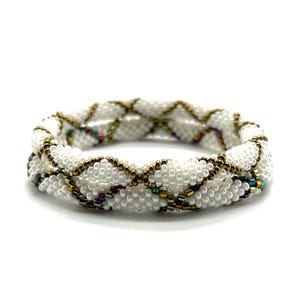 Bead Bracelet Set for Women, Seed Bead Bracelets, Nepal Handmade Bracelets, Arm Candy, Stacking Bracelets, Rolled Bracelet, White Bracelet
