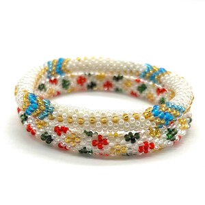 Bead Bracelet Set for Women, Seed Bead Bracelets, Nepal Handmade Bracelets, Arm Candy, Stacking Bracelets, Valentines Bracelet, Floral Brace