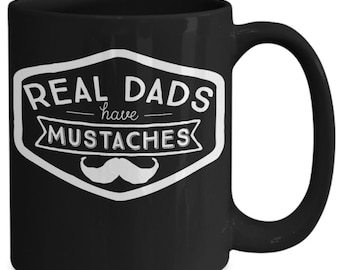 Taza de cerámica negra con bigote para papá: regalo para papá