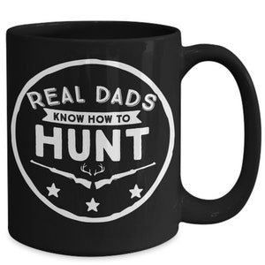 Hunting Dad Mug - Black Ceramic Coffee Mug - Great Gift Idea for Hunter Fathers Grandpas and Husbands