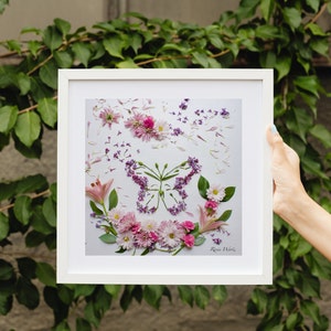 Whimsical Floral and Butterfly Art Print – Nature-Inspired Botanical Wall Decor for Nursery, Home Decor, or Gallery Display with Butterflies