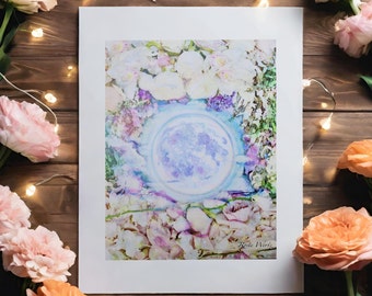 Floral Moon Art Print – Botanical Nursery Wall Decor