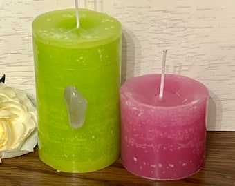Gift of Spring! Magick Stone, Secret Scented, Pillar Candle!