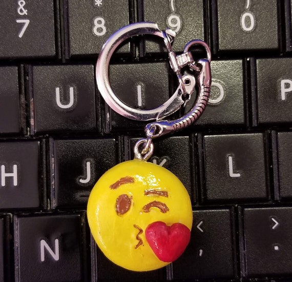 Very Cute Kissy Face Emoji Key Chain Etsy
