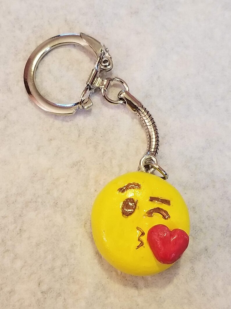Very Cute Kissy Face Emoji Key Chain Etsy