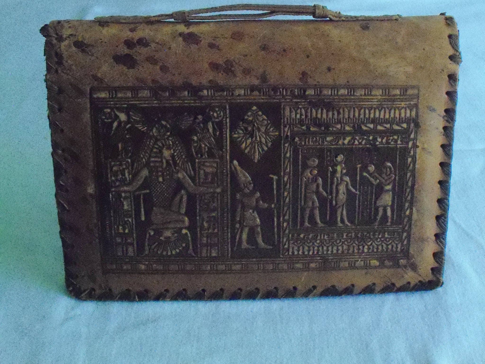 Vintage Leather Egyptian Tooled Handbag Etsy
