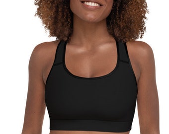 Black Padded Sports Bra for Fitness Training