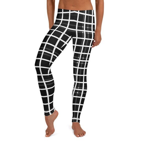 black and white striped yoga leggings