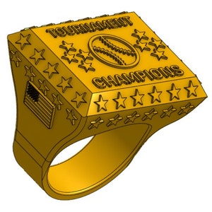 Tournament Champions Baseball Ring STL File for 3D Print