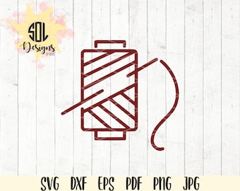 Spool of thread svg dxf eps png jpg pdf - sewing - craftmaker - sewing machine svg - sewing design - needle and thread - instant download