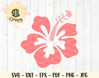 Hibiscus flower svg - floral design element files - Hawaiian Hawaii flower svg - summer vacation honeymoon - doodle - svg png pdf dxf eps