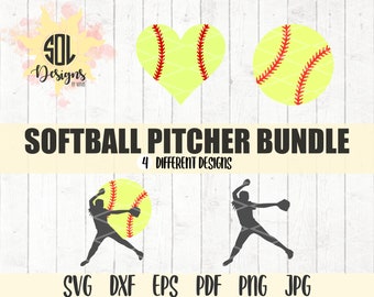 Softball Pitcher Bundle svg - I'll always be her biggest fan svg - softball mom - Cricut Silhouette cutting files - svg dxf eps png jpg pdf