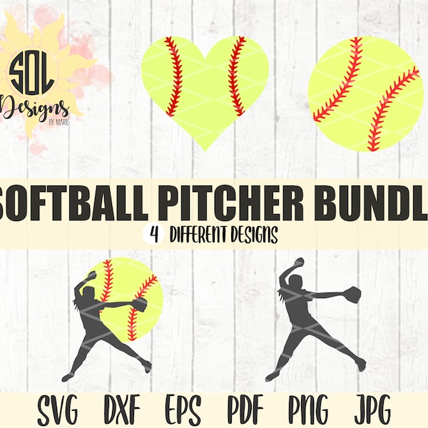 Softball Pitcher Bundle svg - I'll always be her biggest fan svg - softball mom - Cricut Silhouette cutting files - svg dxf eps png jpg pdf