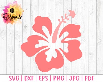 Hibiscus flower svg - floral design element files - Hawaiian Hawaii flower svg - summer vacation honeymoon - doodle - svg png pdf dxf eps