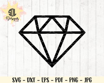 Peut inclure: Graphique de diamant noir avec un design géométrique. L'image comprend le texte "SVG - DXF - EPS - PDF - PNG - JPG" en bas. Le logo "SOL Designs by Mare" est dans le coin supérieur gauche.
