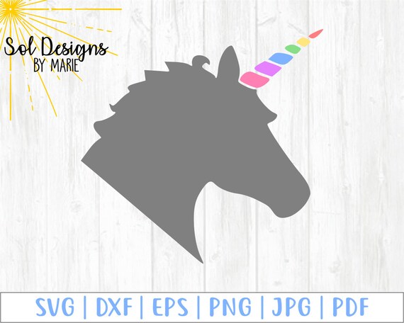 Unicorn Head Svg Dxf Eps Whimsical Cuttable Unicorn Cut Etsy