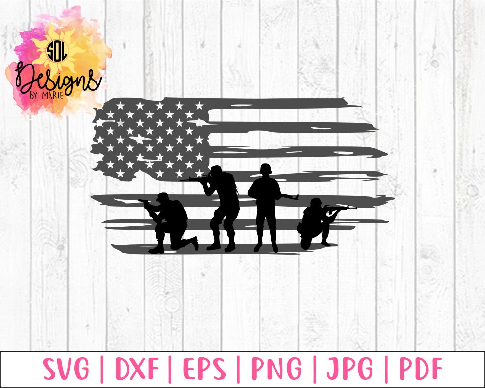 Download Distressed American Flag and Soldiers svg America the | Etsy