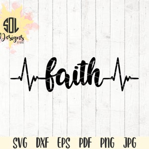 Faith Pulse Heartbeat svg - walk by faith svg - faith over fear svg- religious svg - instant download - svg dxf eps png jpg pdf