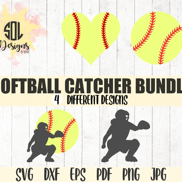 Softball Catcher Bundle svg - I'll always be her biggest fan svg - softball mom - Cricut Silhouette Schneidedateien - svg dxf eps png jpg pdf