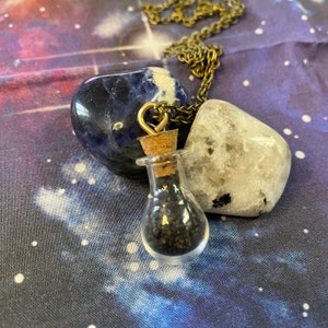 Black Salt Vial - Protection from Negativity, witchcraft, magic, voodoo, hexes, Wicca, magical, witches tool, necklace, jewelry, voodoo