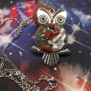 Success and Knowledge Amulet - witchcraft, Wicca, crystals, gemstones, Howlite, Green Aventurine, necklace, jewelry,Red Jasper, Sandstone