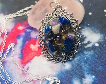 Healing and Protection from Evil Amulet,- Witchcraft, amulet, talisman, lapis, amethyst, smoky quartz, crystals, gemstones, magic,witch,gift