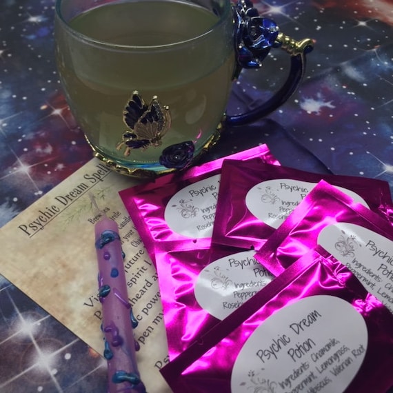 Psychic Dream Spell Potion - witchcraft, Reiki, magick, insight, chakra crown, increase psychic abilities, herbs, tea, brew, spell, candle,