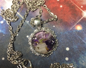 Love Amulet - Witchcraft, Rieki, talisman,necklace, Jewelry, amethyst, rose quartz, gemstones,crystals,amulet, purple, pendant, magick,gift