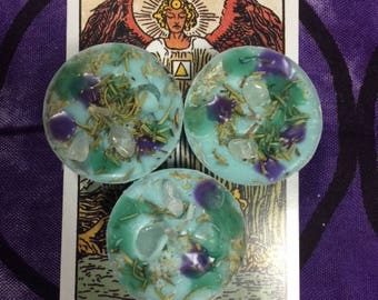 Vela de hechizo curativo: brujería, Wicca, Reiki, luz de luna, bruja, altar, cristales, hierbas, aceites esenciales, tarot, espiritualidad