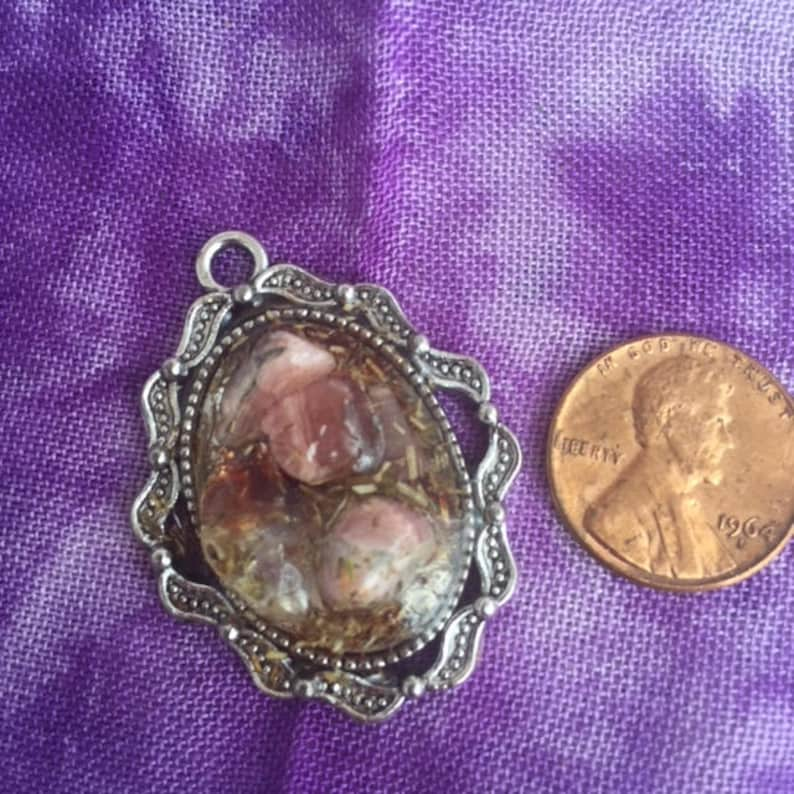 Emotional Healing Amulet jewelry, witch, necklace, Reiki, crystals, witchcraft, Wiccan,Rhodochrosite,tarot,chakra,heart,love,friendship image 2