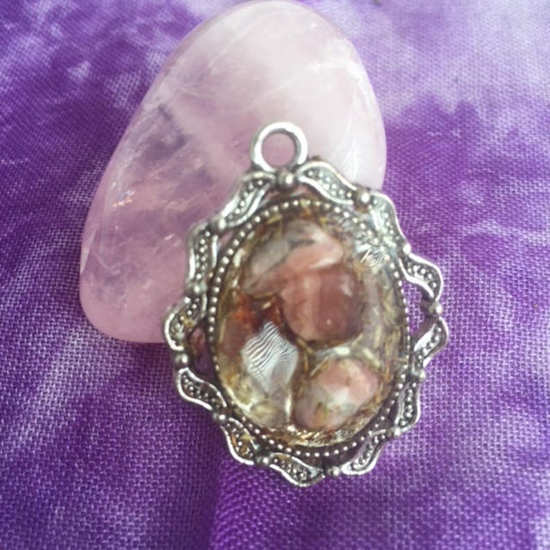 Emotional Healing Amulet jewelry, witch, necklace, Reiki, crystals, witchcraft, Wiccan,Rhodochrosite,tarot,chakra,heart,love,friendship image 4