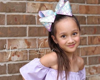 Jumbo hair bow, 7 inches hair bow, 7 inch hair bow, mermaid hairbow, OTT hair bow, mermaid jumbo hairbow, hair bow, XL hair bow, mermaid bow