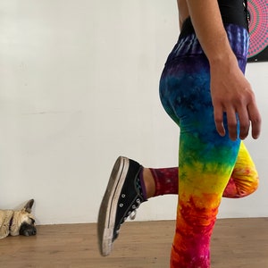 Leggings, Rainbow Leggings, Tie-dye, Rainbow Women’s Pants, Yoga Pant, Tie-dye Yoga Pant, Size Extra Small Leggings