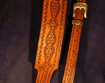 Leather Guitar Strap, Hand tooled Leather,Hand stamped leather, Adjustable, Acoustic, Country Western