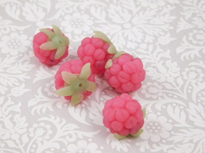 polymer clay bead for creating jewelry and decor Raspberry with sepals Raspberry polymer clay handmade with a choice of colors