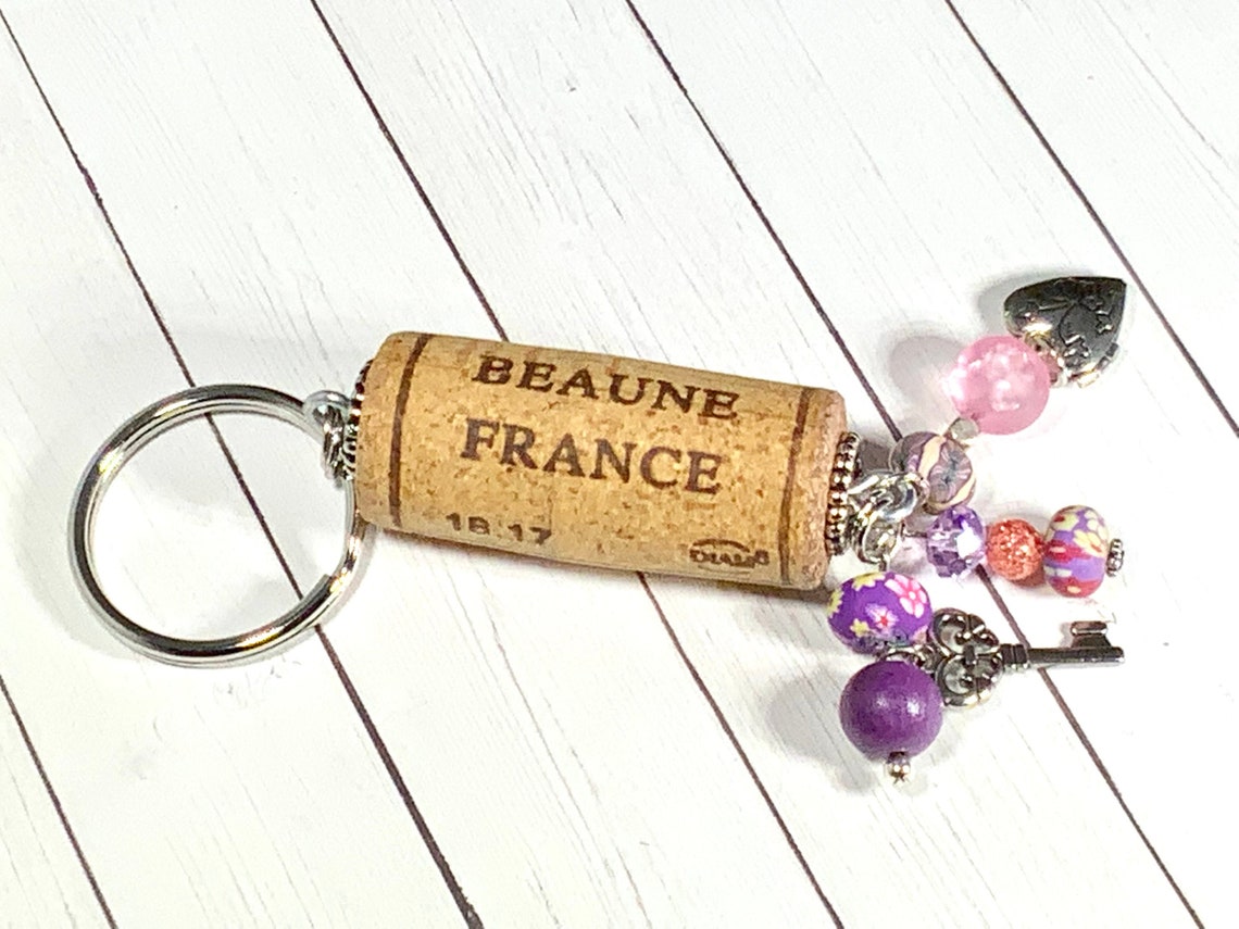 Wine Cork Keyring With Heart Locket Etsy