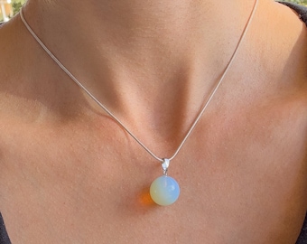 Opalite Necklace - Birthstone October - Opalite Silver Necklace - Libra Birthstone - Chakra Healing Stone - Dainty Opalite - Delicate choker