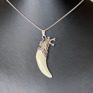 Bone Tusk Necklace -  Mens Necklace - Men Silver Necklace - Sterling Silver Men - Men Jewelry - Boyfriend Gift - Men Pendant - Punk Gift
