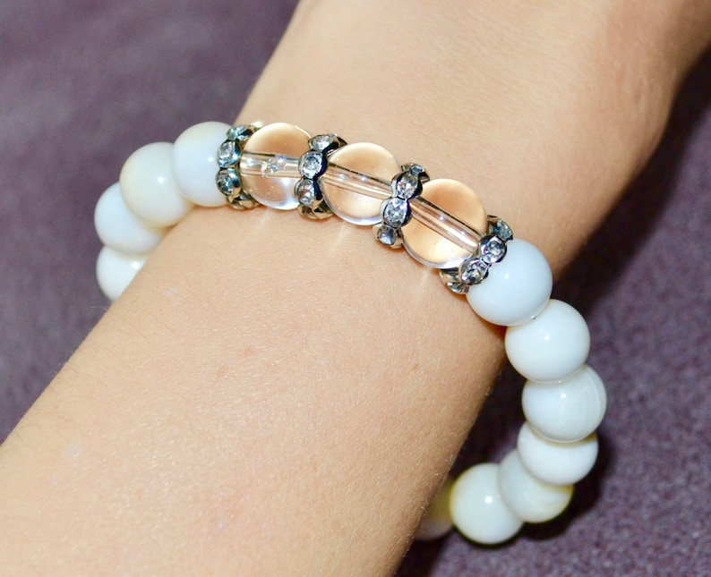 intention bracelet Shell bracelet reiki energy chakra stone yoga Protecting crystals Stress relief stone wrist mala bead minimalist