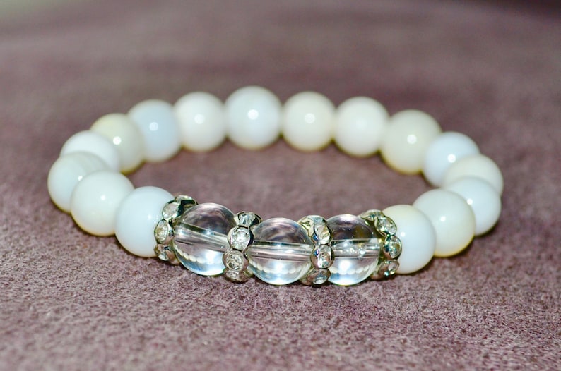 intention bracelet Shell bracelet reiki energy chakra stone yoga Protecting crystals Stress relief stone wrist mala bead minimalist