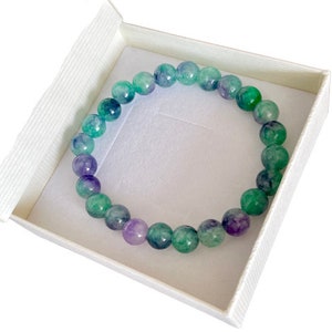 Rainbow Fluorite Bracelet - Fluorite Crystal Bracelet - Stretch bracelet 8MM - Dainty Rainbow Fluorite - Crystal Healing Bracelet - Dainty