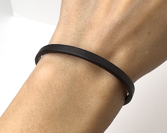 Leather Bracelet - Genuine Leather - Black Leather  - Men Bracelet - Women Bracelet - Leather Jewelry - Simple Leather Bracelet