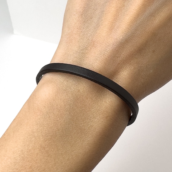 Gualiy Men's Bracelet - Stainless Steel & Leather Braided Design With Black Buckle, 16.5CM (Vintage Style)