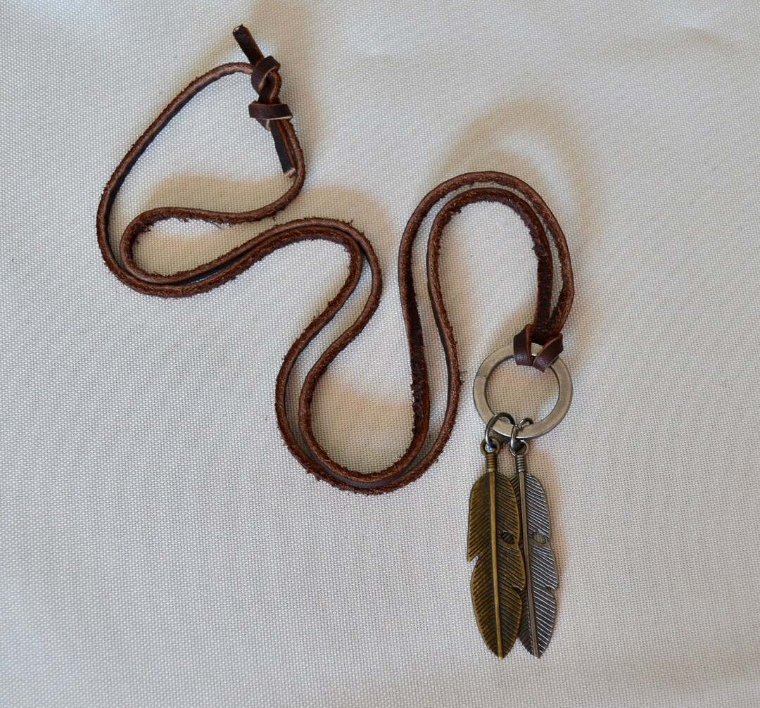 Leather Necklace Mens Necklace Mens Leather Necklace Brown Etsy