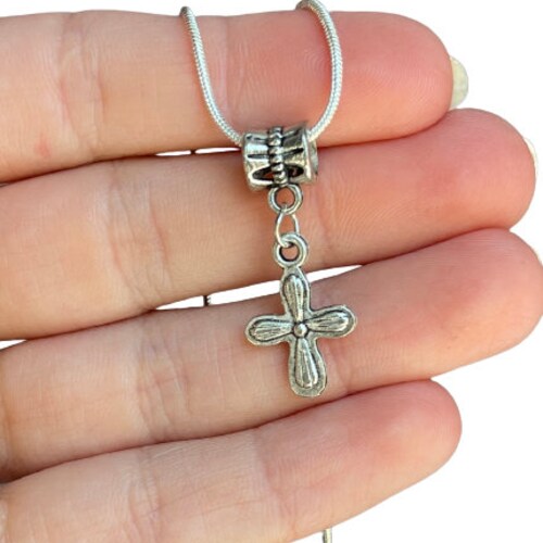 Small Cross Charm Necklace Dainty 925 Sterling Silver Etsy Canada