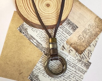 Leather necklace, mens necklace, mens leather necklace, brown leather necklace, adjustable cord necklace, boyfriend gift, dad gift