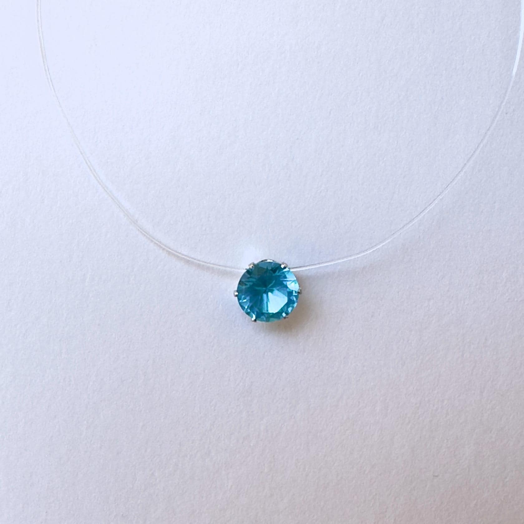 Zircon Necklace - Invisible Necklace - Illusion Necklace - Floating Necklace - Ghost Chain - Fishing Line Necklace - Crystal Necklace